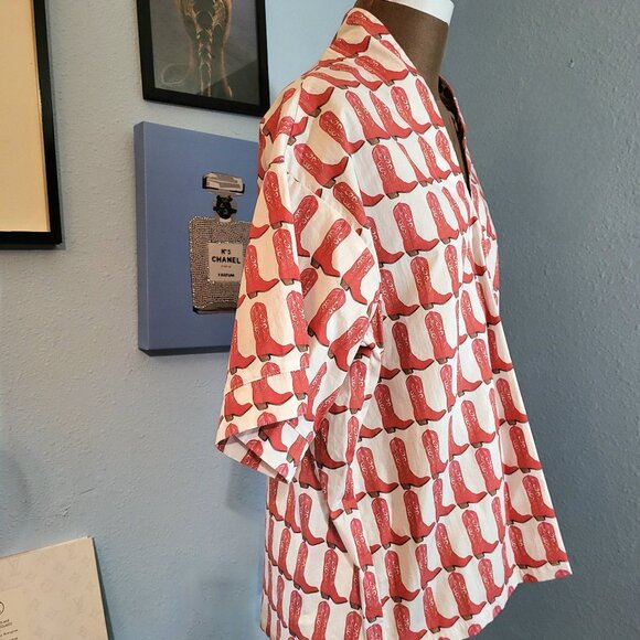 Brooke Wright Kimono Tunic Cowboy Boot Print Top - Picture 3 of 9